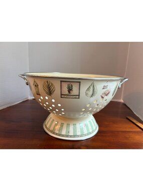 Vintage Pfaltzgraff Naturewood 5 Quart Large Metal Footed Colander/Strainer